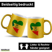 Glitzertasse Äquatorialguinea Flagge Herz 330ml