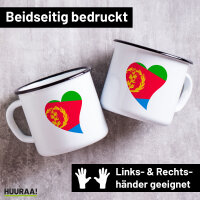 Emaille Tasse Eritrea Flagge Herz 300ml Vintage Emaille...