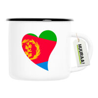 Emaille Tasse Eritrea Flagge Herz 300ml Vintage