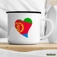 Emaille Tasse Eritrea Flagge Herz 300ml Vintage