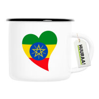 Emaille Tasse Äthiopien Flagge Herz 300ml Vintage