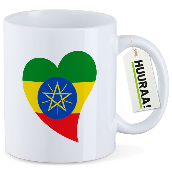 Kaffeetasse Äthiopien Flagge Herz 330ml