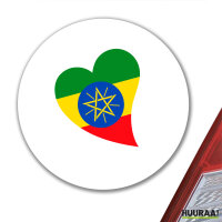 Aufkleber Äthiopien Flagge Herz 10cm rund