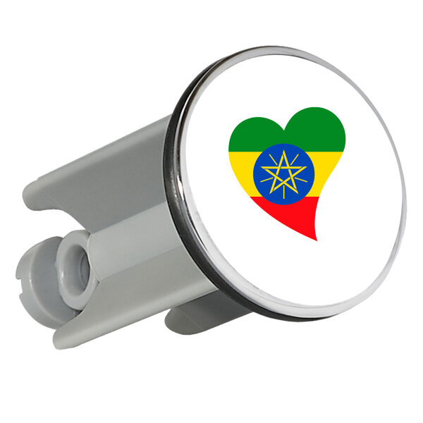 Waschbeckenstöpsel Äthiopien Flagge Herz 4cm Abflussstopfen