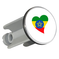 Waschbeckenstöpsel Äthiopien Flagge Herz 4cm...