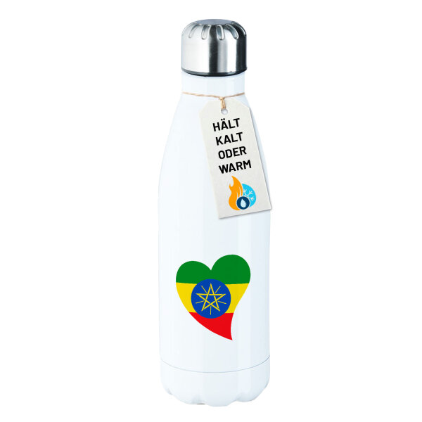 Edelstahl-Trinkflasche Äthiopien Flagge Herz 500ml Wasserflasche