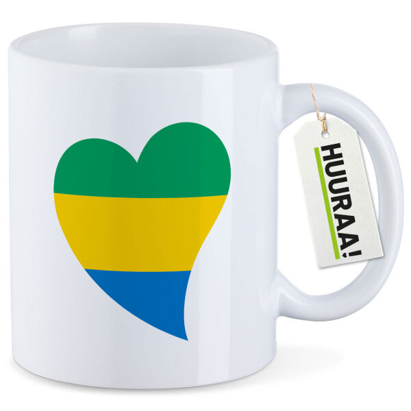 Kaffeetasse Gabun Flagge Herz 330ml