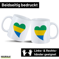 Kaffeetasse Gabun Flagge Herz 330ml