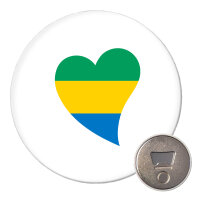 Magnet Gabun Flagge Herz 59mm Kühlschrankmagnet...