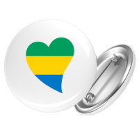 Button Gabun Flagge Herz Anstecker