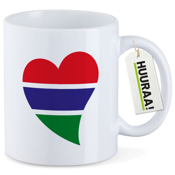 Kaffeetasse Gambia Flagge Herz 330ml