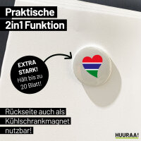 Magnet Gambia Flagge Herz 59mm Kühlschrankmagnet