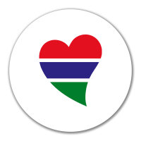 Aufkleber Gambia Flagge Herz 10cm rund