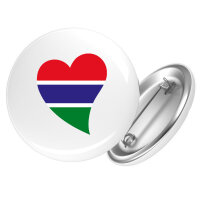 Button Gambia Flagge Herz Anstecker