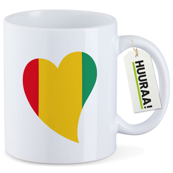 Kaffeetasse Guinea Flagge Herz 330ml