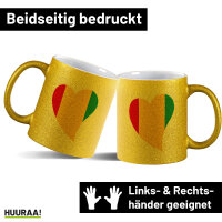 Glitzertasse Guinea Flagge Herz 330ml