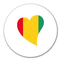 Aufkleber Guinea Flagge Herz 10cm rund
