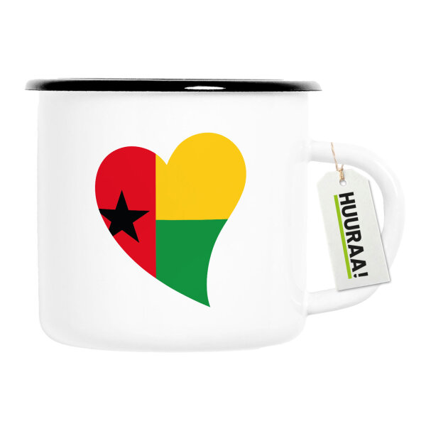 Emaille Tasse Guinea-Bissau Flagge Herz 300ml Vintage