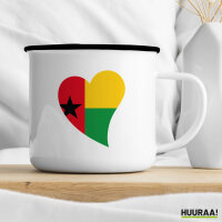 Emaille Tasse Guinea-Bissau Flagge Herz 300ml Vintage Emaille Becher