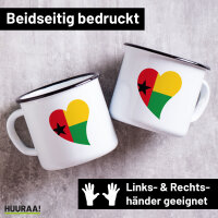 Emaille Tasse Guinea-Bissau Flagge Herz 300ml Vintage