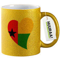 Glitzertasse Guinea-Bissau Flagge Herz 330ml