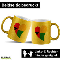 Glitzertasse Guinea-Bissau Flagge Herz 330ml