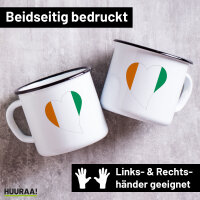 Emaille Tasse Elfenbeinküste Flagge Herz 300ml Vintage