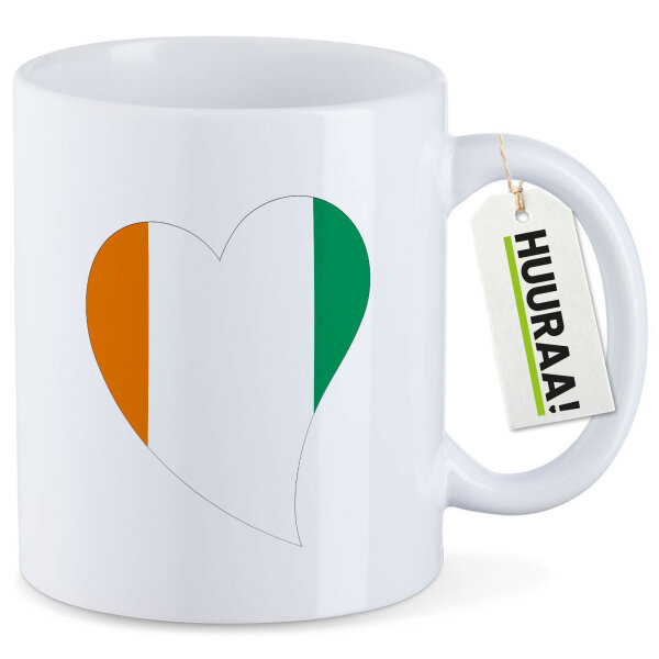 Kaffeetasse Elfenbeinküste Flagge Herz 330ml