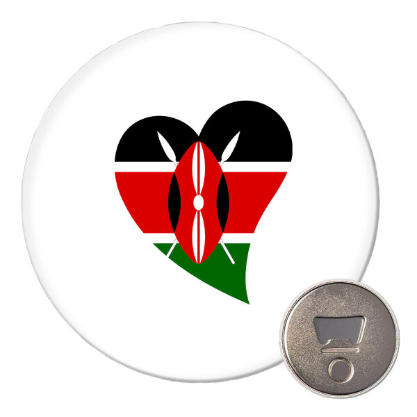 Magnet Kenia Flagge Herz 59mm Kühlschrankmagnet Flaschenöffner