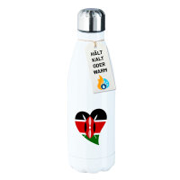 Edelstahl-Trinkflasche Kenia Flagge Herz 500ml Wasserflasche