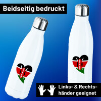 Edelstahl-Trinkflasche Kenia Flagge Herz 500ml Wasserflasche