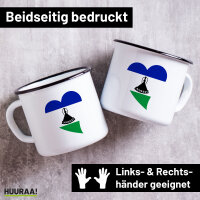 Emaille Tasse Lesotho Flagge Herz 300ml Vintage Emaille...