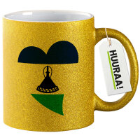 Glitzertasse Lesotho Flagge Herz 330ml