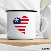 Emaille Tasse Liberia Flagge Herz 300ml Vintage Emaille Becher