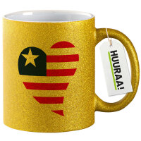 Glitzertasse Liberia Flagge Herz 330ml