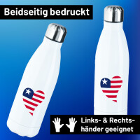 Edelstahl-Trinkflasche Liberia Flagge Herz 500ml...