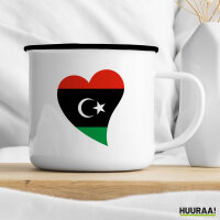 Emaille Tasse Libyen Flagge Herz 300ml Vintage Emaille Becher