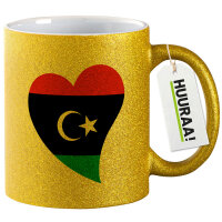 Glitzertasse Libyen Flagge Herz 330ml
