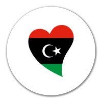 Aufkleber Libyen Flagge Herz 10cm rund
