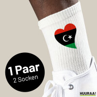 Socken Libyen Flagge Herz Größe 37/46 White...