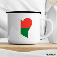 Emaille Tasse Madagaskar Flagge Herz 300ml Vintage Emaille Becher