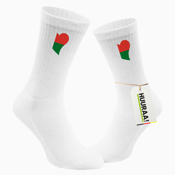 Socken Madagaskar Flagge Herz Größe 37/46 White Motiv Tennissocken
