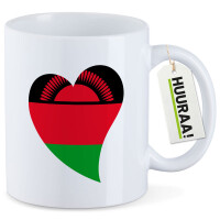 Kaffeetasse Malawi Flagge Herz 330ml