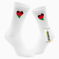 Socken Malawi Flagge Herz Größe 37/46 White...