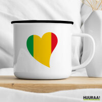 Emaille Tasse Mali Flagge Herz 300ml Vintage Emaille Becher