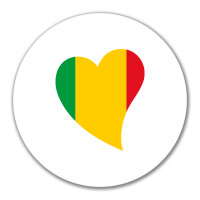Aufkleber Mali Flagge Herz 10cm rund