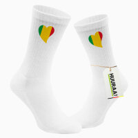Socken Mali Flagge Herz Größe 37/46 White...