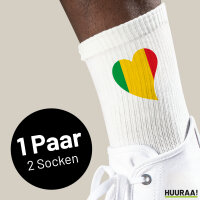Socken Mali Flagge Herz Größe 37/46 White...