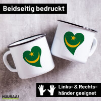 Emaille Tasse Mauretanien Flagge Herz 300ml Vintage...