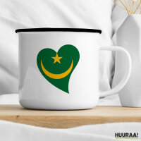 Emaille Tasse Mauretanien Flagge Herz 300ml Vintage Emaille Becher